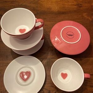 Vintage ( circa 2005) Starbucks heart coffee cup and saucers